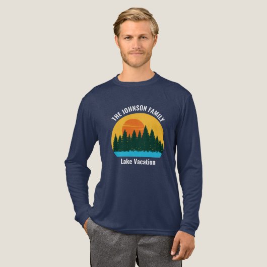 Family Lake Trip Sunset Custom Long Sleeve トライブレンドＴシャツ (正面全体)
