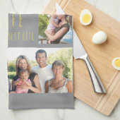 Family Life is the 最高の Life Gray Yellow 7 Photo キッチンタオル (四つ折り)