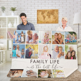 Family Life is the Best Life 15枚の写真 ホワイト シェルパブランケット