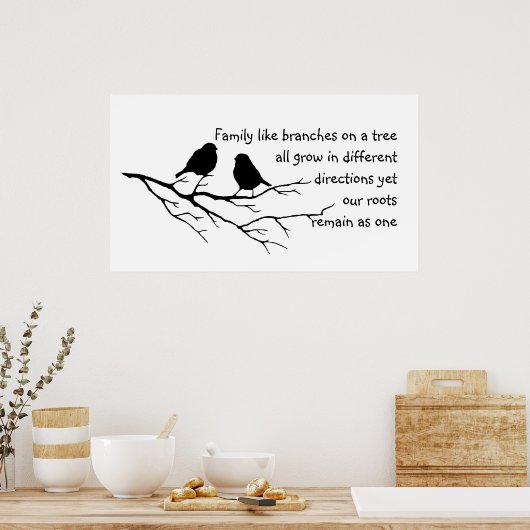 Family like branches on a tree Saying with Birds ポスター (キッチン)