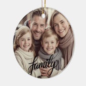 Family Love Black Script Custom Photo Ornament セラミックオーナメント (左)