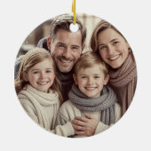 Family Love Black Script Custom Photo Ornament セラミックオーナメント (裏面)