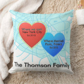 Family Love Journey Pillow – Personalized Map Hear クッション (ブランケット)