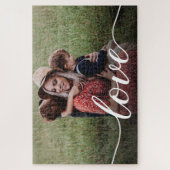 Family Love Script Personalized Photo ジグソーパズル (縦)