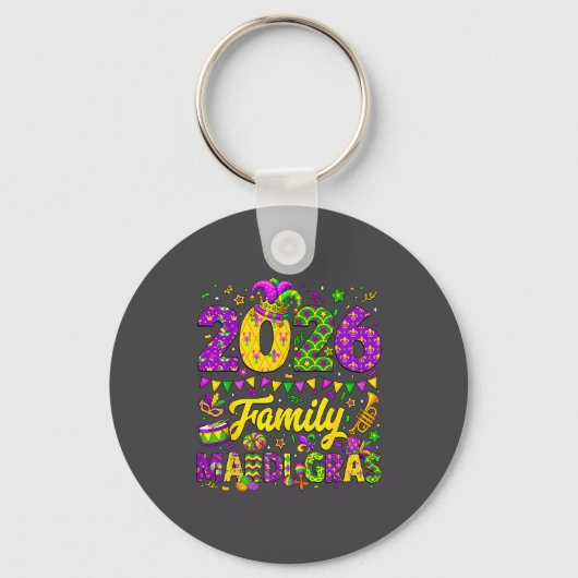 Family Mardi Gras 2026 Fat Tuesday Family Matching キーホルダー (正面)