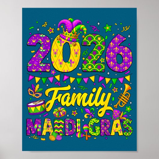 Family Mardi Gras 2026 Fat Tuesday Family Matching ポスター (正面)
