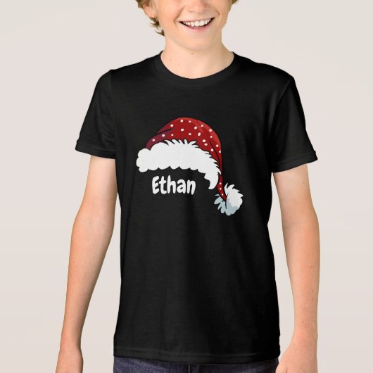 Family Matching Christmas Santa Hat Custom Name トライブレンドＴシャツ (正面)
