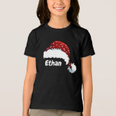 Family Matching Christmas Santa Hat Custom Name トライブレンドＴシャツ (正面)