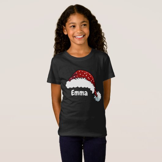 Family Matching Christmas Santa Hat Custom Name Tシャツ (正面フル)