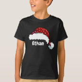 Family Matching Christmas Santa Hat Custom Name Tシャツ (正面)
