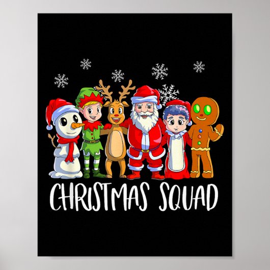 Family Matching Christmas Squad Santa Reindeer Elf ポスター (正面)