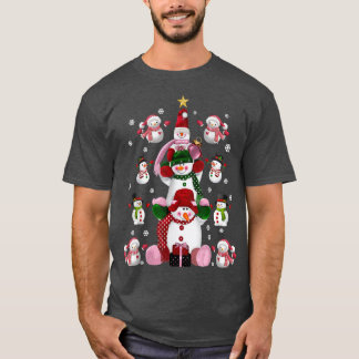 Family Matching Group Set Kids Cute Snowmen Christ Tシャツ