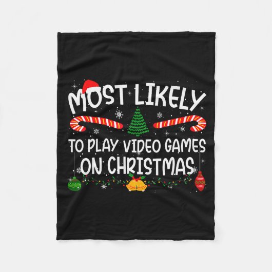 Family Matching Most Likely To Play Video Games On フリースブランケット (正面)