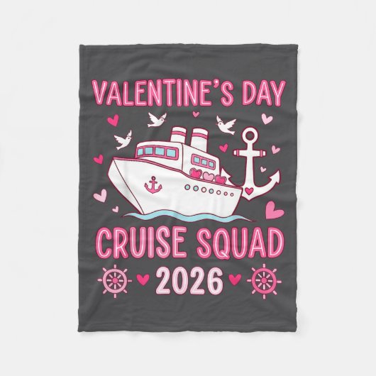 Family Matching Valentines Day Family Cruise Squad フリースブランケット (正面)