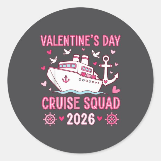 Family Matching Valentines Day Family Cruise Squad ラウンドシール (正面)