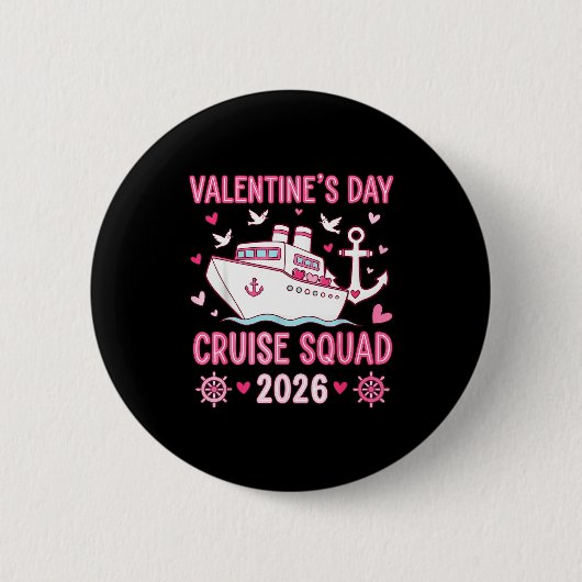 Family Matching Valentines Day Family Cruise Squad 缶バッジ (正面)