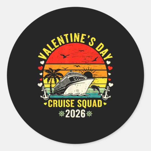 Family Matching Valentines Day For Couples Cruise  ラウンドシール (正面)