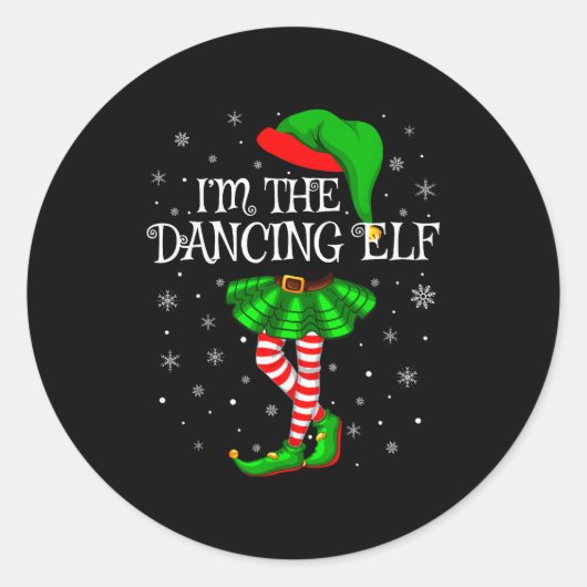 Family Matching Women Girls I'm The Dancing Elf Ch ラウンドシール (正面)