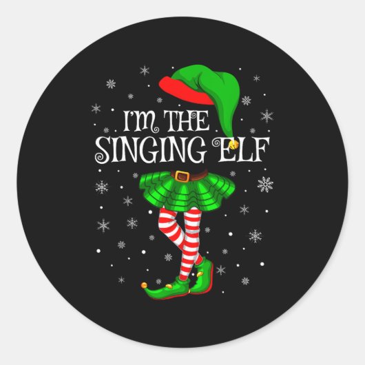 Family Matching Women Girls I'm The Singing Elf Ch ラウンドシール (正面)
