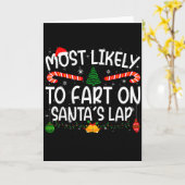 Family Matching Xmas Most Likely To Fart On Santa' カード (黄色い花)