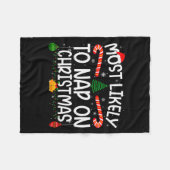 Family Matching Xmas Most Likely To Nap On Christm フリースブランケット (正面(横))