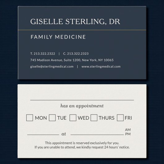 Family Medicine Doctor Office Appointment Reminder 名刺