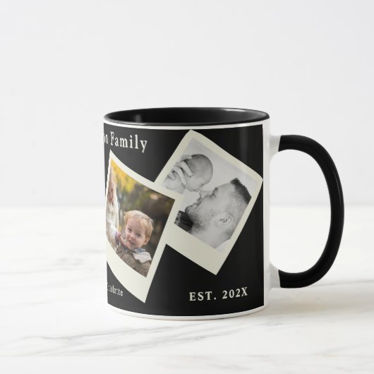 Family Memories 4-Photo Collage Black Coffee Mug マグカップ (右)
