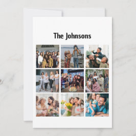 Family Memories 9 Photo Grid Personalized Collage カード
