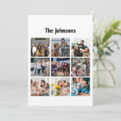 Family Memories 9 Photo Grid Personalized Collage カード (スタンド正面)