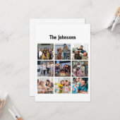 Family Memories 9 Photo Grid Personalized Collage カード (正面/裏面インサイチュ)