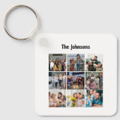 Family Memories 9 Photo Grid Personalized Collage キーホルダー (正面)