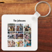 Family Memories 9 Photo Grid Personalized Collage キーホルダー (裏面)