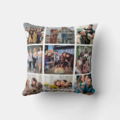 Family Memories 9 Photo Grid Personalized Collage クッション (裏面)