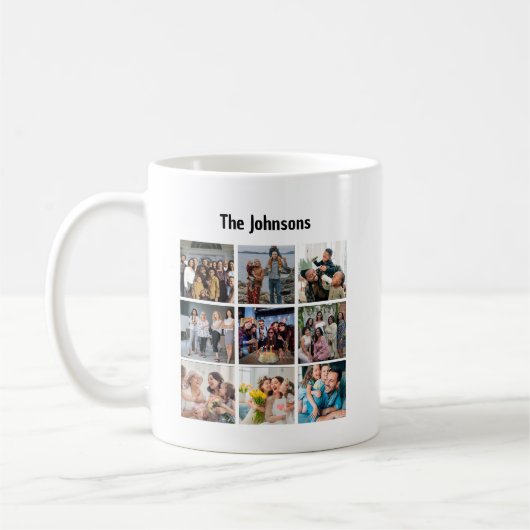 Family Memories 9 Photo Grid Personalized Collage コーヒーマグカップ (左)