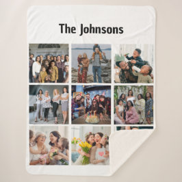 Family Memories 9 Photo Grid Personalized Collage シェルパブランケット