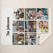 Family Memories 9 Photo Grid Personalized Collage シェルパブランケット (正面(横))