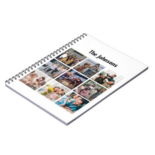 Family Memories 9 Photo Grid Personalized Collage ノートブック (左側)