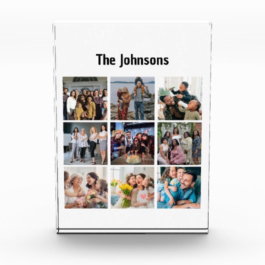 Family Memories 9 Photo Grid Personalized Collage フォトブロック (正面)