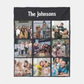 Family Memories 9 Photo Grid Personalized Collage フリースブランケット (正面)
