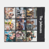 Family Memories 9 Photo Grid Personalized Collage フリースブランケット (正面(横))