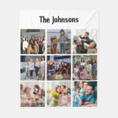 Family Memories 9 Photo Grid Personalized Collage フリースブランケット (正面)