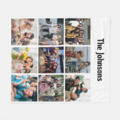 Family Memories 9 Photo Grid Personalized Collage フリースブランケット (正面(横))