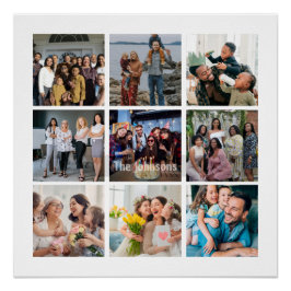 Family Memories 9 Photo Grid Personalized Collage ポスター