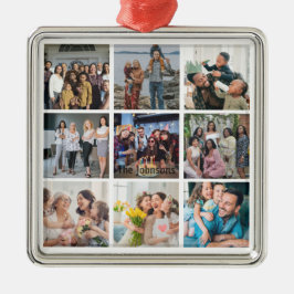 Family Memories 9 Photo Grid Personalized Collage メタルオーナメント