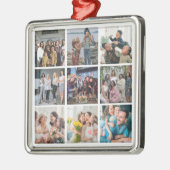 Family Memories 9 Photo Grid Personalized Collage メタルオーナメント (左)