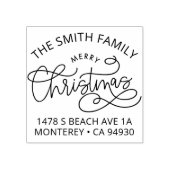 Family Merry Christmas Envelope Return Address ラバースタンプ (インプリント)