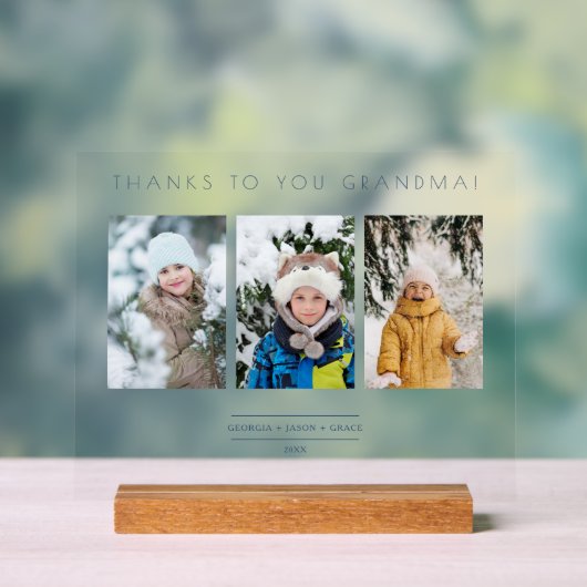 Family Minimalist 3 Photos Collage Keepsake アクリルサイン (ニュートラル)