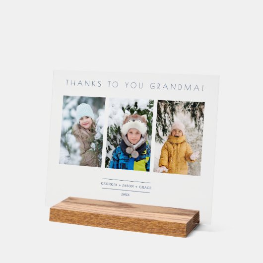 Family Minimalist 3 Photos Collage Keepsake アクリルサイン (傾斜)