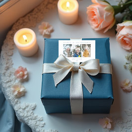 Family Minimalist 3 Photos Collage Keepsake 長方形シール