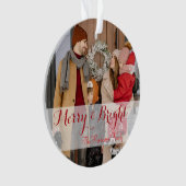 Family Minimalist Christmas Photo オーナメント (正面)